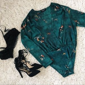 Zara Silk V Neck Wrap Body Suit